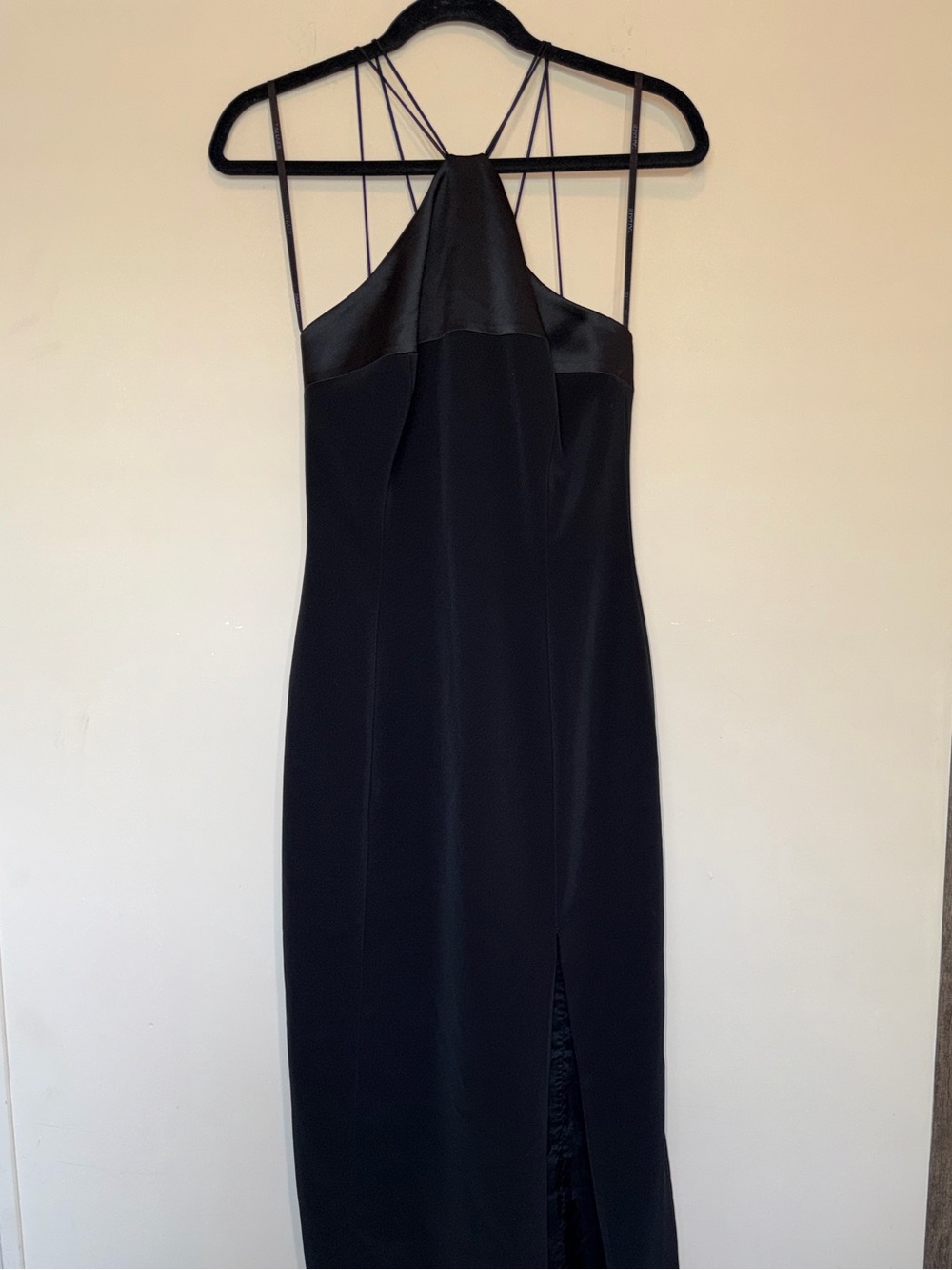 Tahari Black Maxi Dress with Strappy Halter Neck